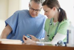 Man and diabetes educator
