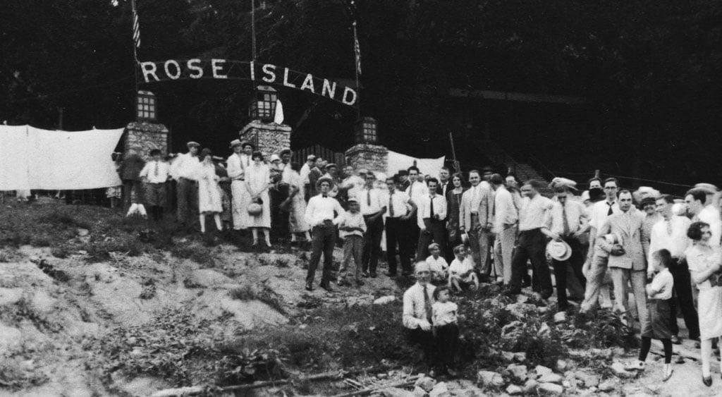 Historic photo of Rose Island landing