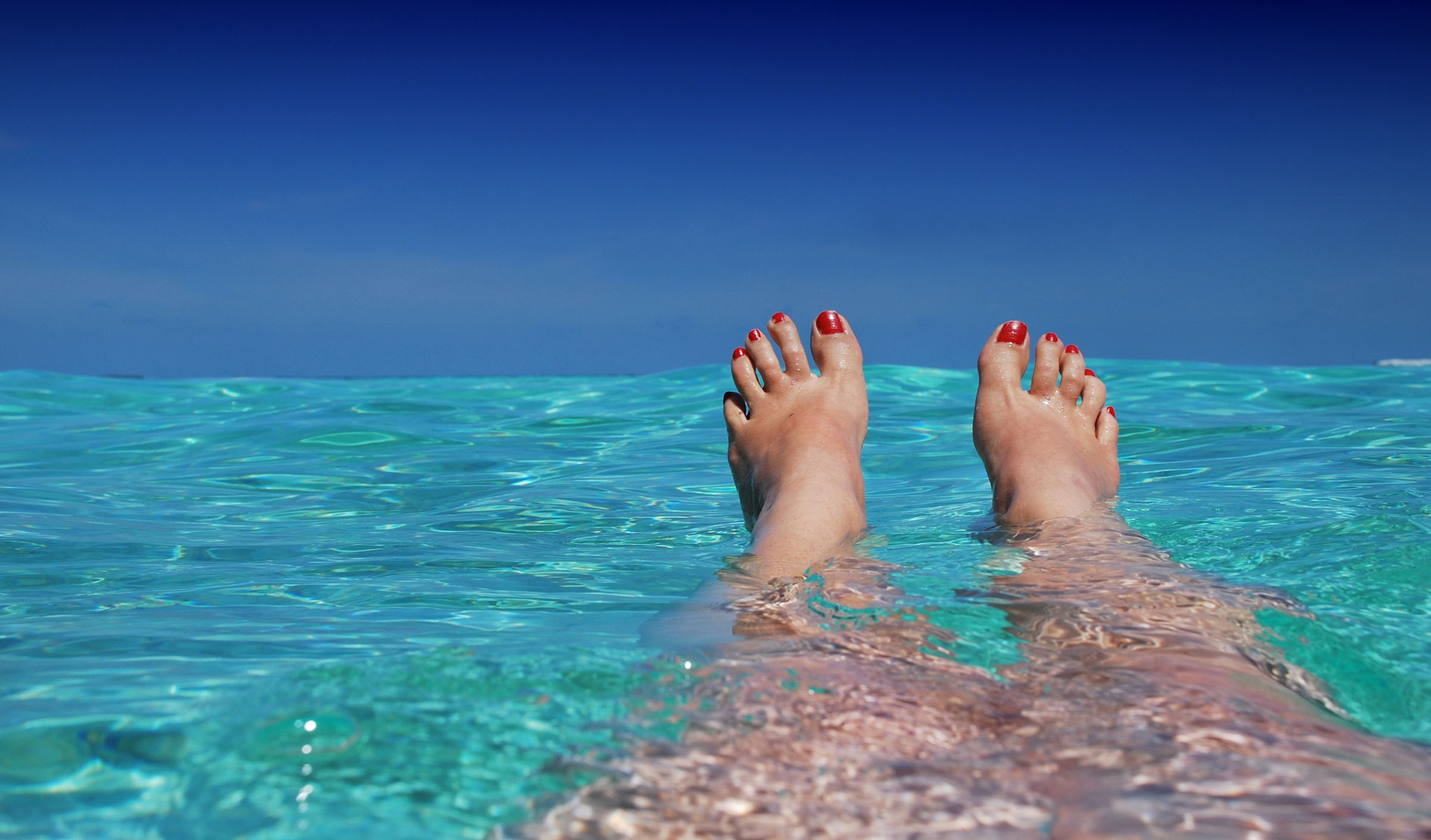 Woman floating in water