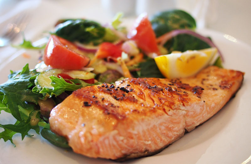 Grilled salmon on a plate