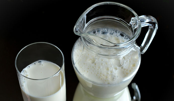Milk pitcher and glass