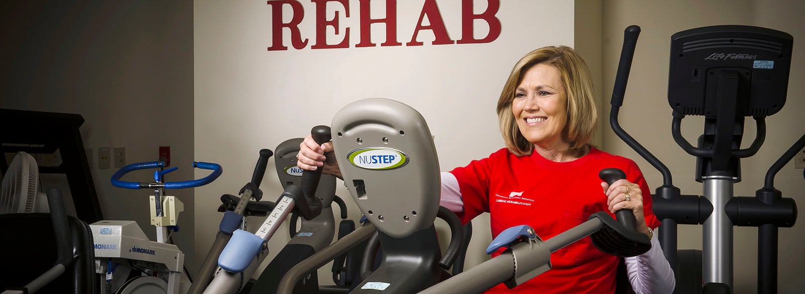 Cardiac rehab patient exercising