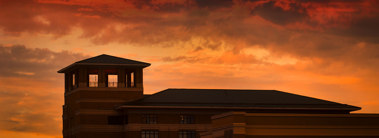 Columbus Regional Hospital campanille and tower at dawn