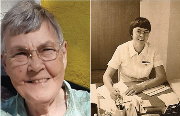 Picture of Barb Harmon now and in the 70s.