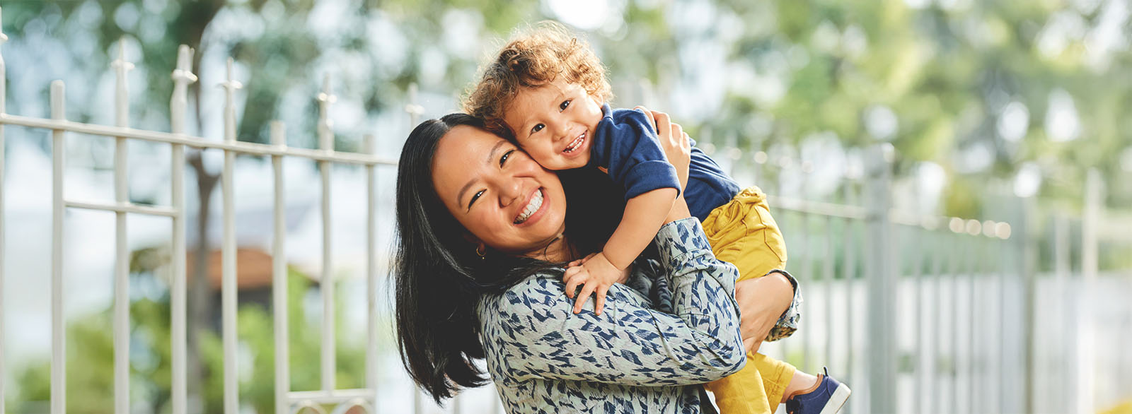 Joyful mother and kid.