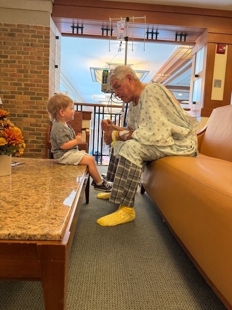 Steve and grandson in the hospital
