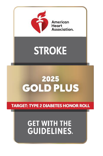 American Heart Association Stroke 2025 Gold Plus award logo.