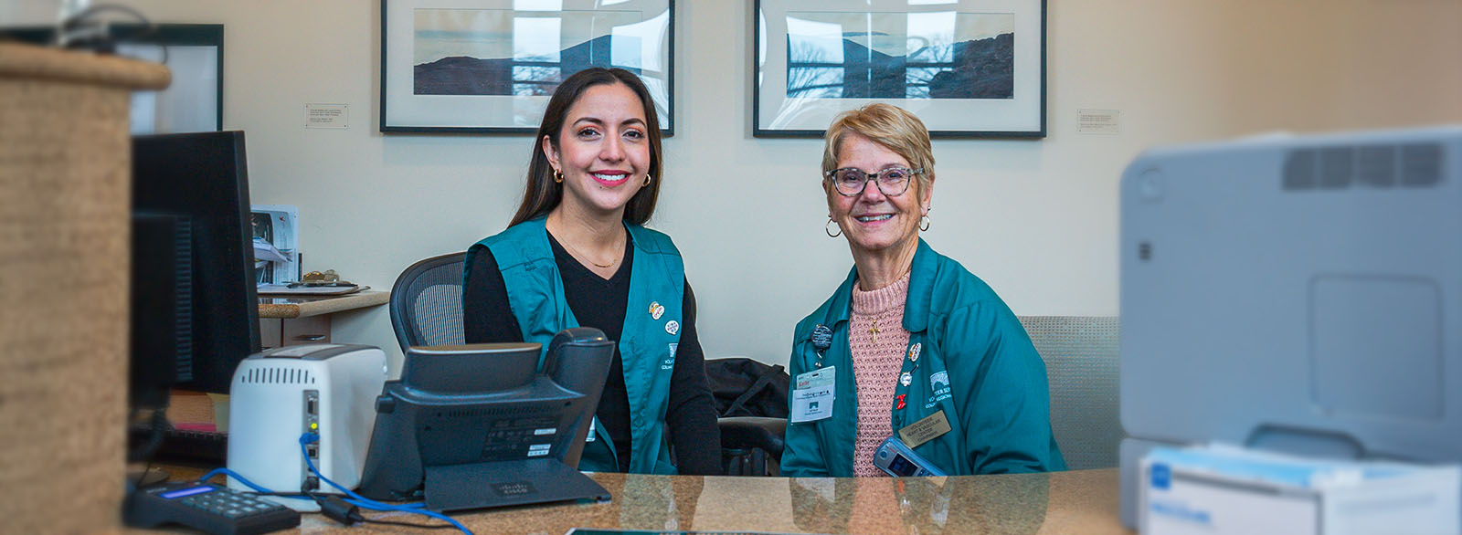 Fernanda and Kathy, Cath Lab volunteers.