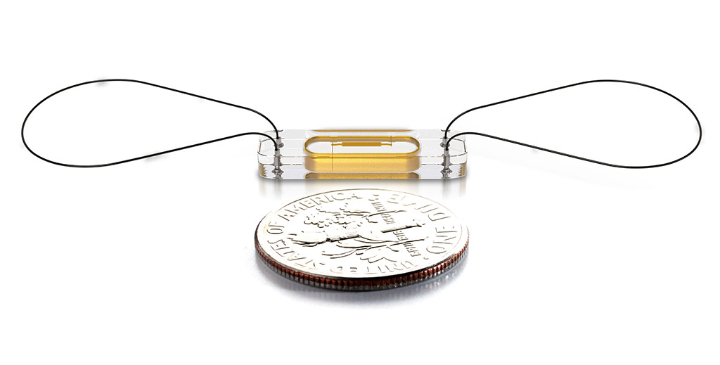 Closeup of cardiomems heart failure managment transmitter.