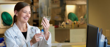 Pharmacy student at work.