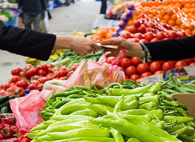 Produce at a farmers market.