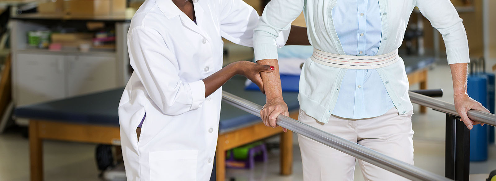 Occupational therapist working with patient