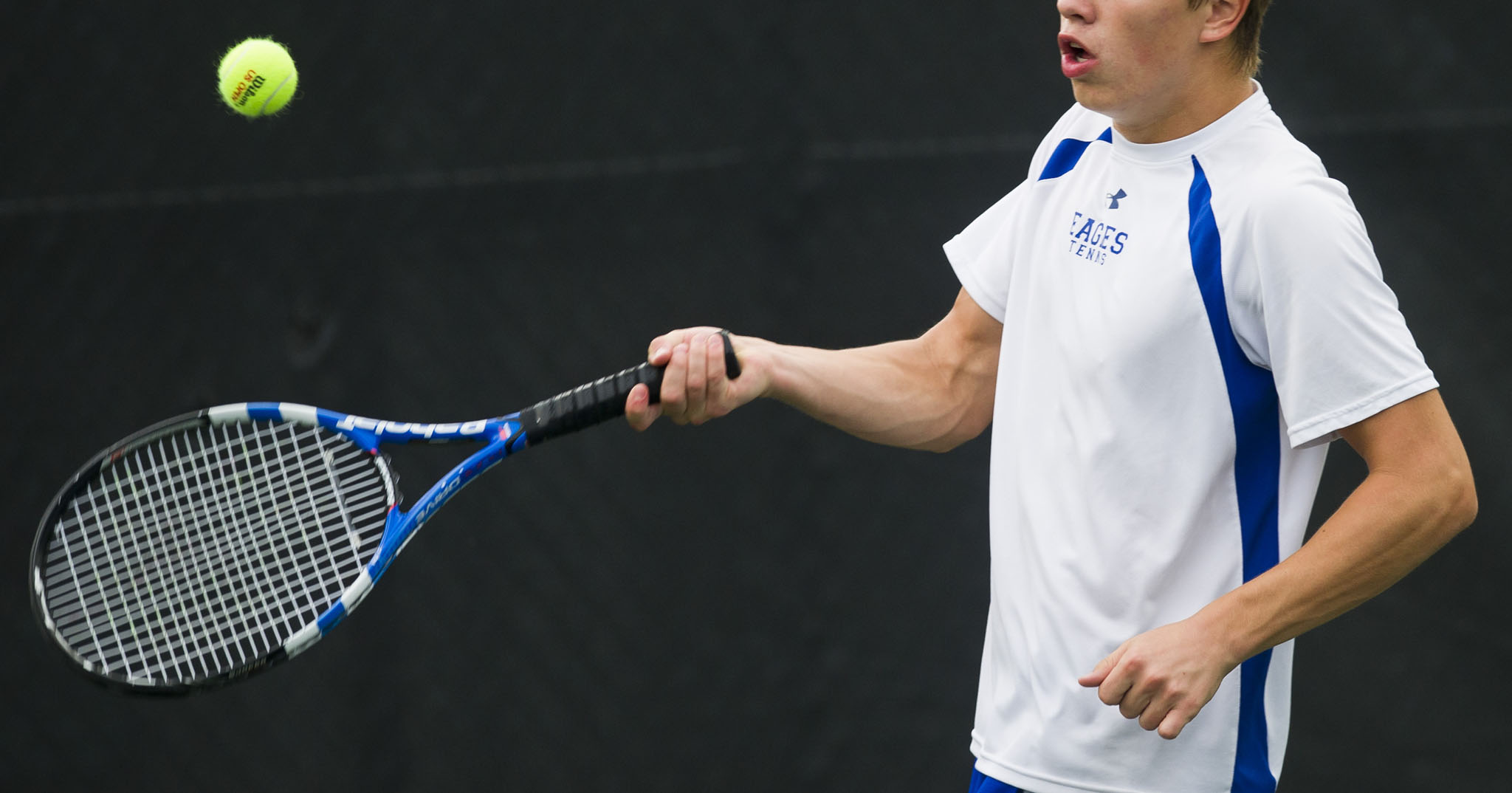Brown County boys tennis player connecting with a forehand shot