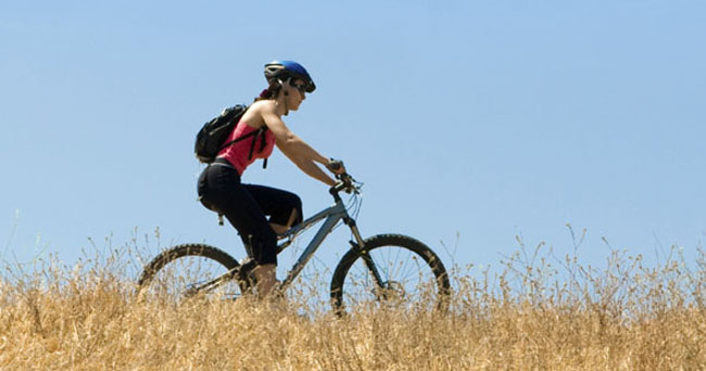 Woman riding bicycle