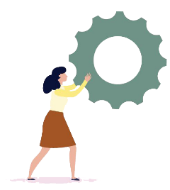 Illustration of woman holding a gear.